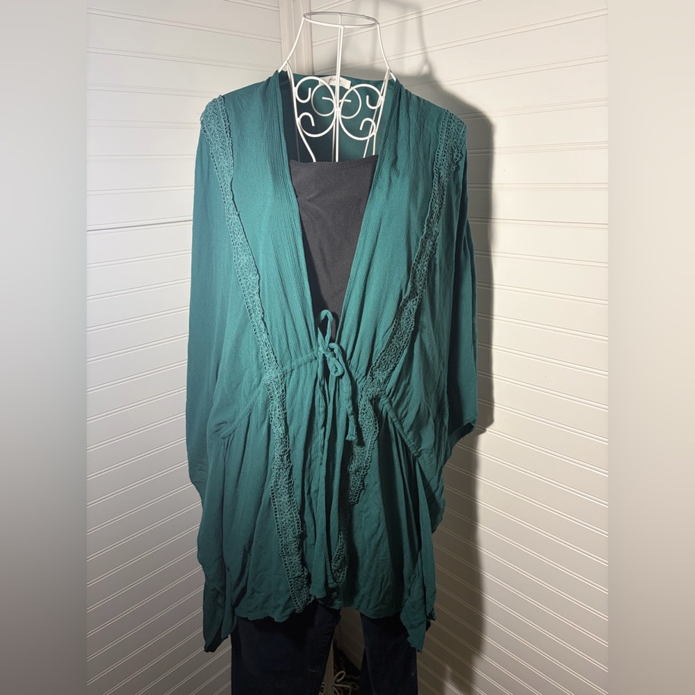 Teal Open-Front Kimono